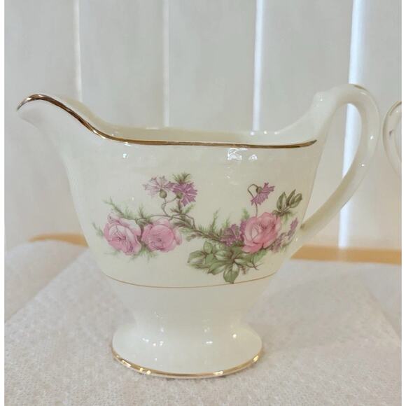 VTG Homer Laughlin Eggshell Georgian Cream And Sugar Set Heather Rose Collection - Picture 2 of 11